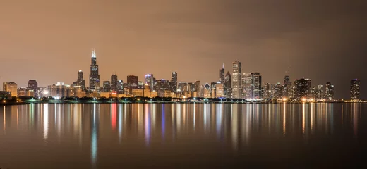 Foto op Aluminium Chicago Skyline at Night © demerzel21