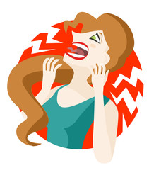 mujer gritando asustada