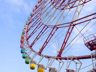 ferris wheel, colorful ferris wheel in Tokyo, Japan. fun concept