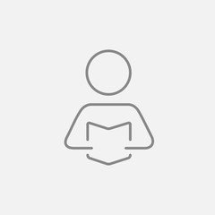 Man reading book line icon.