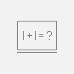Maths example written on blackboard line icon.