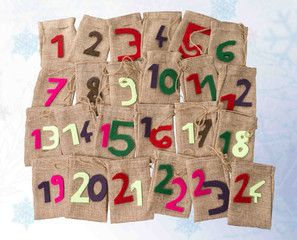 Advent Calendar / Advent Calendar of twenty four burlap sacks