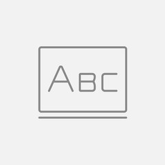 Letters abc on blackboard line icon.