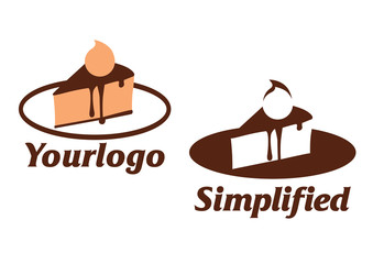Cake logo, pastry shop and confectionery vector logotype, sweet chocolate bakery sign