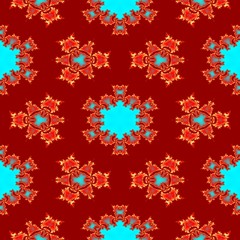 Seamless abstract red royal fractal pattern for Christmas design