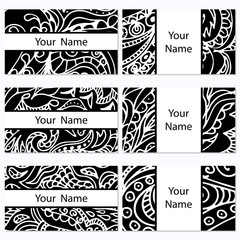 Set of six business cards. Vintage pattern in retro style with doodle.