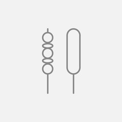 Shish kebab line icon.