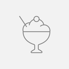 Cup of ice cream line icon.