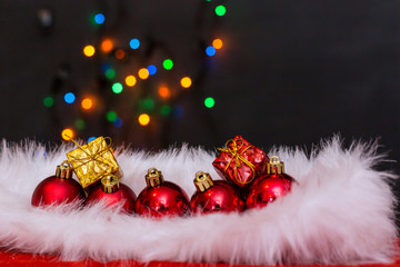 Christmas balls and snowflake on abstract background