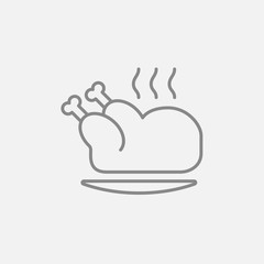 Baked whole chicken line icon.