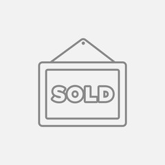 Sold placard line icon.