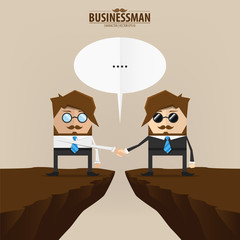 businessman shake hand on cliff,Vector EPS10.