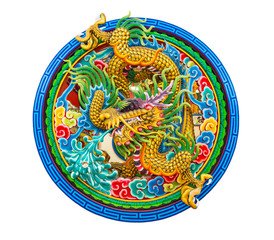 Chinese style dragon statue on white background