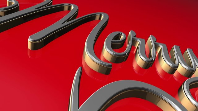 Merry Christmas testo acciaio ed oro 3D Highest Quality