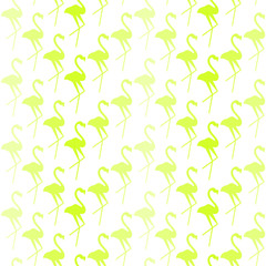 seamless repeating pattern with green flamingos on white background