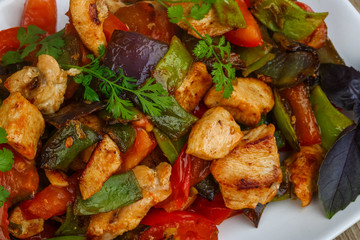 Stir fried chicken with vegetables