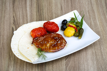 Roast pork steak