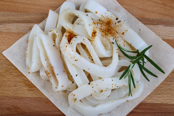 Raw squid rings