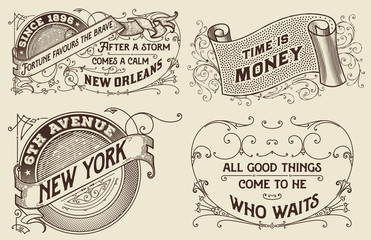 Vintage labels set. Elements organized by layers. © Roverto