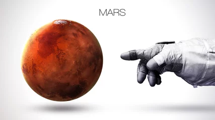 Poster Mars - planeet van het zonnestelsel met hoge resolutie van de beste kwaliteit. Alle planeten beschikbaar. Deze afbeeldingselementen geleverd door NASA © Vadimsadovski
