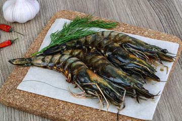 Raw tiger shrimps