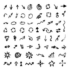 Set of hand drawn marker arrows