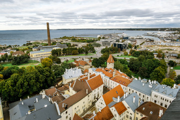 Fototapeta na wymiar The view from the top of the Cathedral of St. Olaf in old Talli
