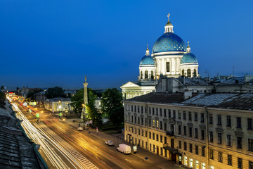 The view to the Trinity Izmailovsky Cathedral in St. Petersburg