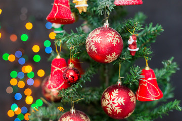 Christmas composition with Christmas balls and Christmas decorat