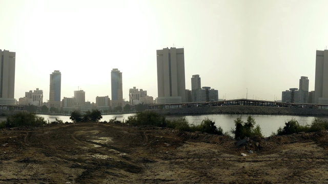 waterfront  in jeddah center at morning seamless loop