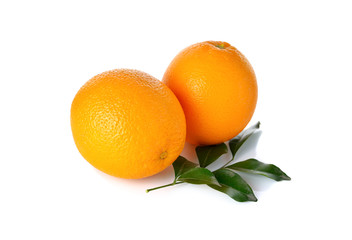whole ripe orange on white background