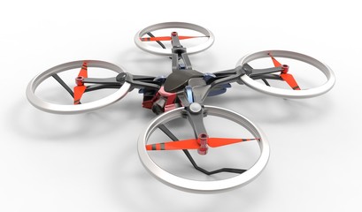 Obraz na płótnie Canvas sci-fi hi tech drone quadcopter with remote control