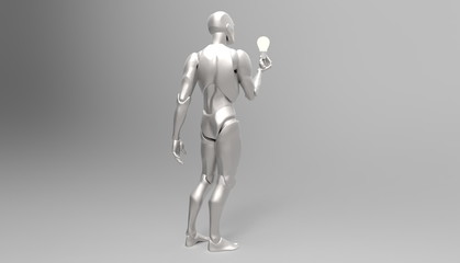 Three dimensional white human hold light bulb with a new idea