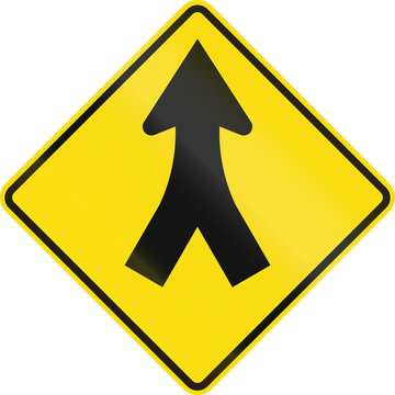 New Zealand road sign - Merge ahead