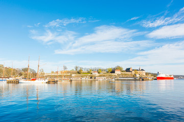 Fototapeta na wymiar View from harbour in Oslo, Norway