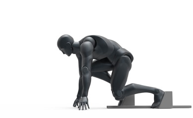  Three dimensional white human run. Ready to run on start.
