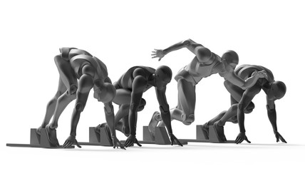  Three dimensional white human run. Ready to run on start.