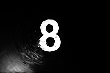 Alphabet number under water wave and water splash,number 8