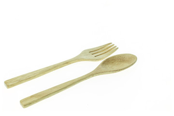 Fork and spoon isolated on white background
