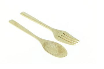 Fork and spoon isolated on white background