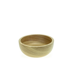 Empty wooden bowl isolated on white background