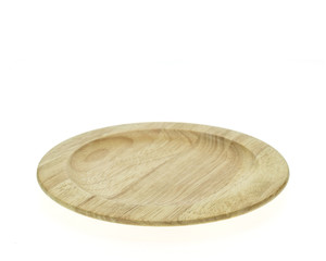 Fototapeta na wymiar Empty flat wooden dish isolated on white background