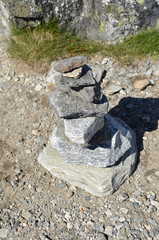 Stacked Pebbles on Pathway