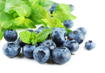 Fresh blueberries isolated on white