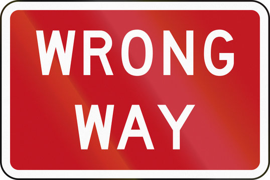 New Zealand road sign RG-18 - Wrong way