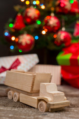 Naklejka na ściany i meble Christmas holiday concept with gift boxes and toys