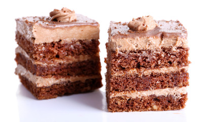 Sweet chocolate cakes isolated on white background