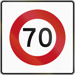 New Zealand road sign RG-1 - 70 kmh limit