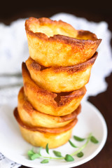 Abstract blurred background  with pile of empty tartlets