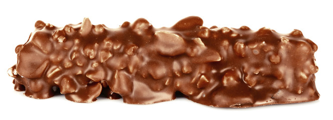 Tasty chocolate bar isolated on white background